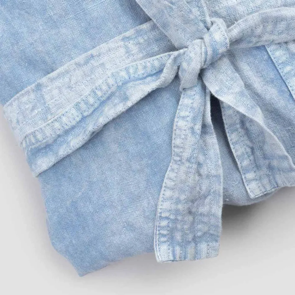 Luxury Heavy Linen Bathrobe with Hood Made in Italy - Palace Viadurini