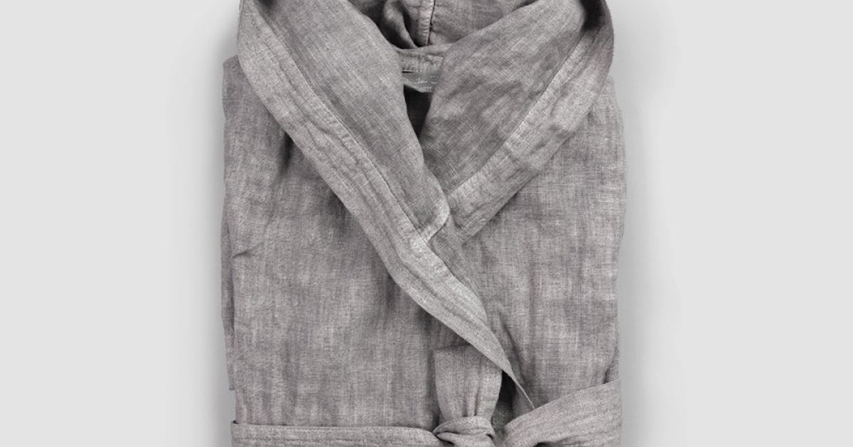 Linen Bathrobe with Hood, Italian Luxury Design in 2 Colors