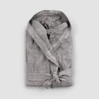 Luxury Heavy Linen Bathrobe with Hood Made in Italy - Palace Viadurini