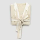 Luxury Kimono Bathrobe in Linen and Cotton, 2 Finishes Made in Italy - Kleone Viadurini