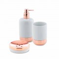 Free Standing Bathroom Accessories in White Porcelain with Copper Details - Scampia