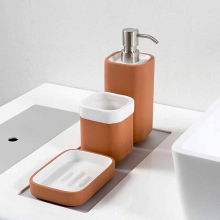 Free Standing Bathroom Accessories in Terracotta and White Ceramic - Terracotta Viadurini