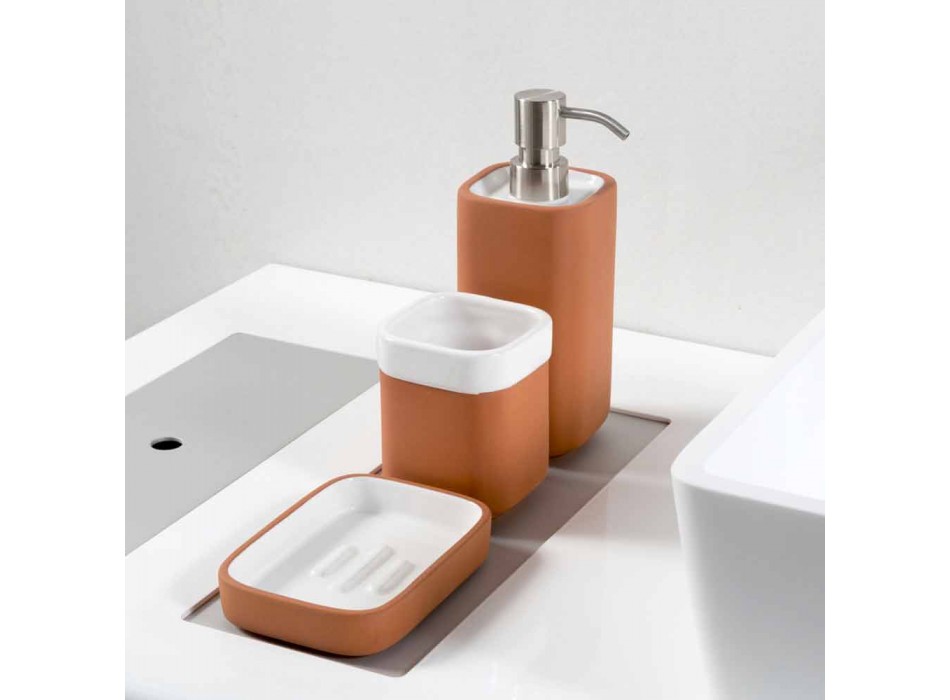 Free Standing Bathroom Accessories in Terracotta and White Ceramic - Terracotta Viadurini