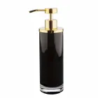 Free Standing Bathroom Accessories in Black Glass and Shiny Golden Metal - Black Viadurini
