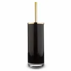 Free Standing Bathroom Accessories in Black Glass and Shiny Golden Metal - Black Viadurini