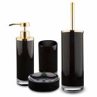 Free Standing Bathroom Accessories in Black Glass and Shiny Golden Metal - Black Viadurini