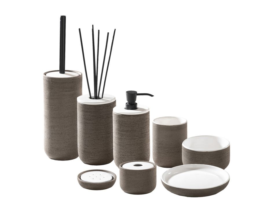 Bathroom Accessories in White Refractory Clay Made in Italy - Antonella
