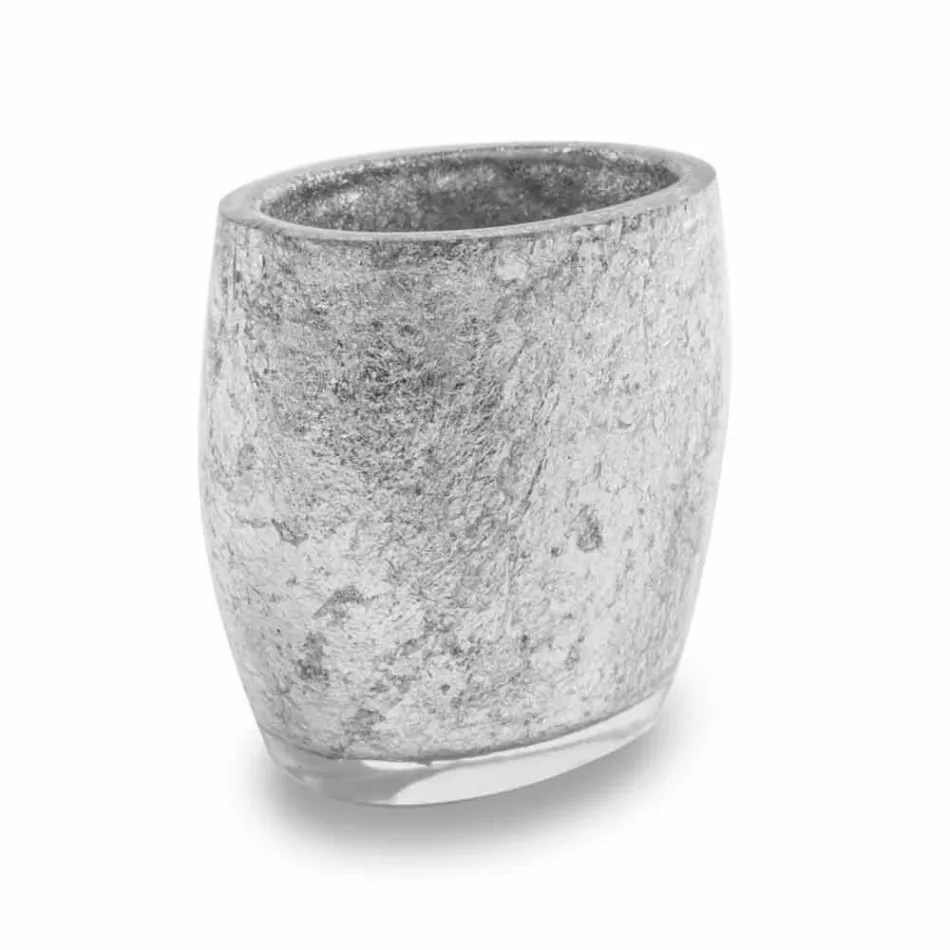 Bathroom Accessories in Resin Coated in Silver Leaf - Argentine Viadurini