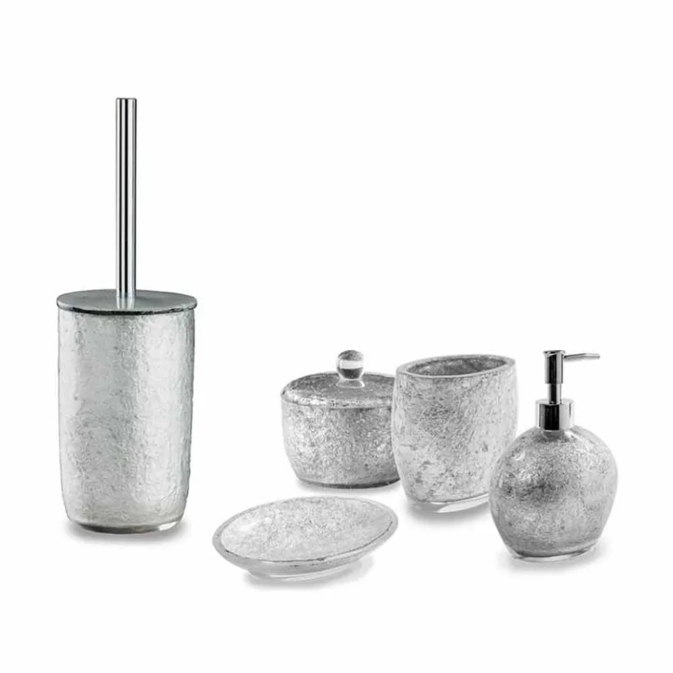 Bathroom Accessories in Resin Coated in Silver Leaf - Argentine Viadurini