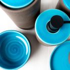 Modern Bathroom Accessories in Blue Clay Made in Italy - Antonella Viadurini