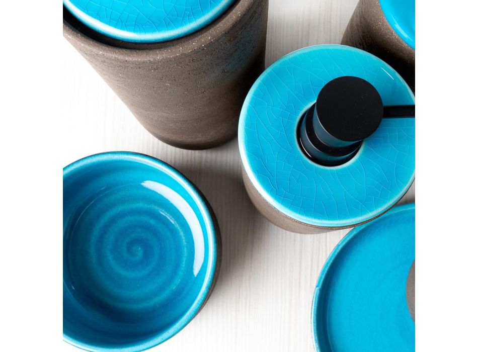 Modern Bathroom Accessories in Blue Clay Made in Italy - Antonella