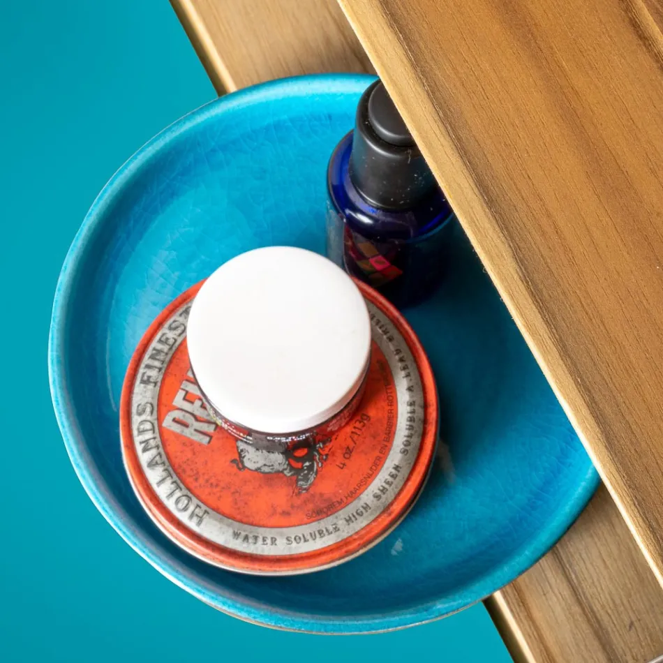 Modern Bathroom Accessories in Blue Clay Made in Italy - Antonella Viadurini