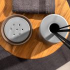 Bathroom Accessories Made in Gray Clay Made in Italy - Antonella Viadurini