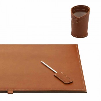Desk Accessories in Regenerated Leather 4 Pieces Made in Italy - Aristotle