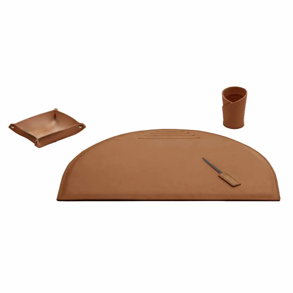 Desk Accessories in Regenerated Leather 4 Pieces Made in Italy - Medea Viadurini
