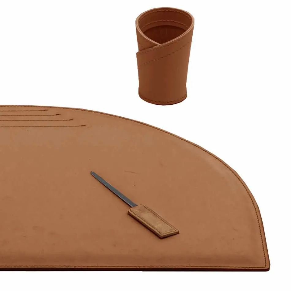 Desk Accessories in Regenerated Leather 4 Pieces Made in Italy - Medea Viadurini