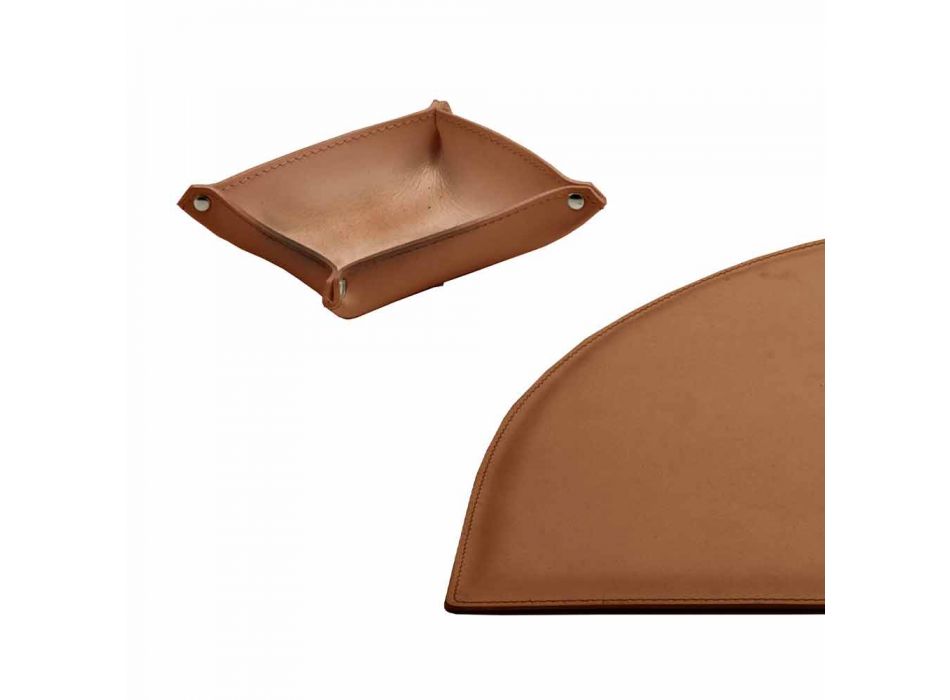 Desk Accessories in Regenerated Leather 4 Pieces Made in Italy - Medea Viadurini