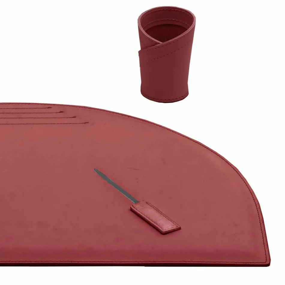 Desk Accessories in Regenerated Leather 4 Pieces Made in Italy - Medea Viadurini