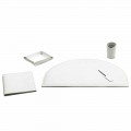 Set of 5 Office Desk Accessories in Leather, Made in Italy - Medea
