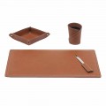 Accessories Regenerated Leather Desk, 4 Pieces, Made in Italy - Ascanio