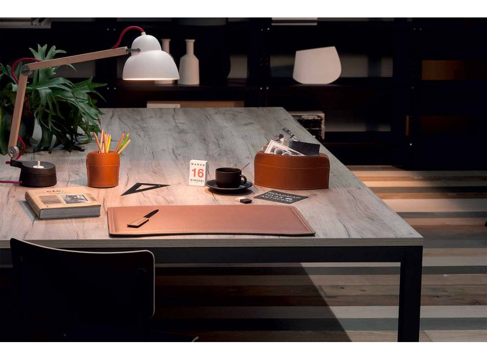 Accessories 4 Pieces Regenerated Leather Desk Made in Italy - Brando