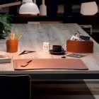 Accessories 4 Pieces Regenerated Leather Desk Made in Italy - Brando Viadurini