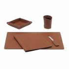 Accessories 5 Piece Regenerated Leather Desk Made in Italy - Ascanio Viadurini