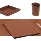 Accessories 5 Piece Regenerated Leather Desk Made in Italy - Ascanio Viadurini