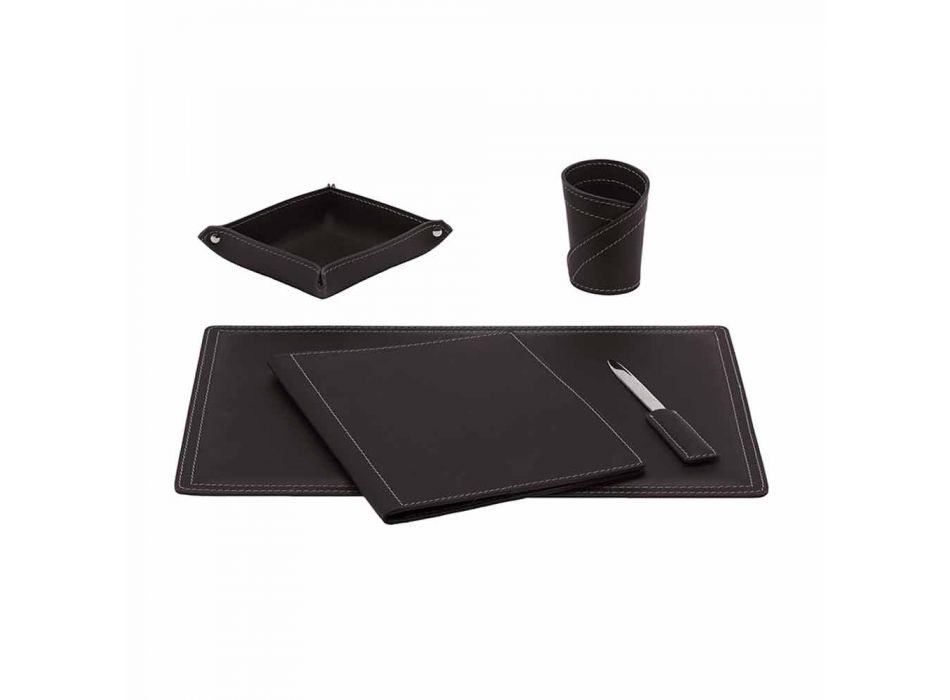 Accessories 5 Piece Regenerated Leather Desk Made in Italy - Ascanio