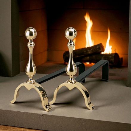 Brass Fireplace Andirons Height 32 cm Made in Italy - Bear Viadurini