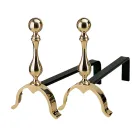 Brass Fireplace Andirons Height 32 cm Made in Italy - Bear Viadurini