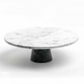 Modern Cake Stand in Carrara Marble and Marquinia Made in Italy - Spino