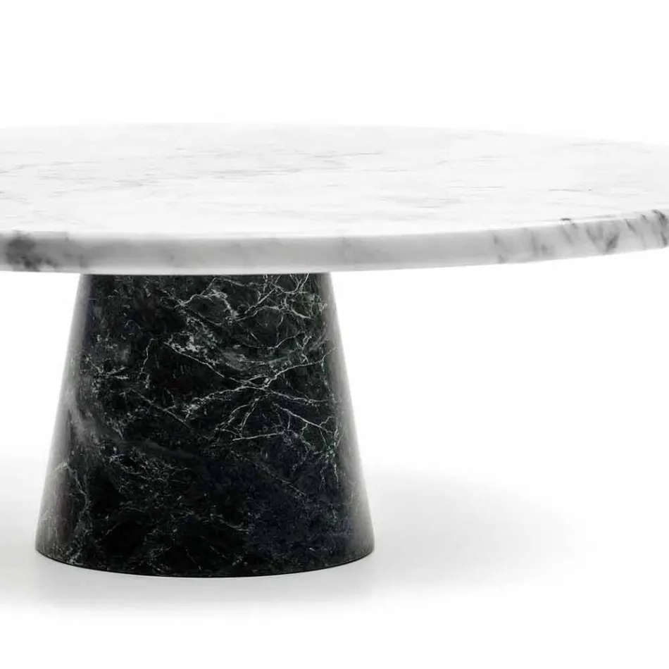 Modern Cake Stand in Carrara Marble and Marquinia Made in Italy - Spino Viadurini