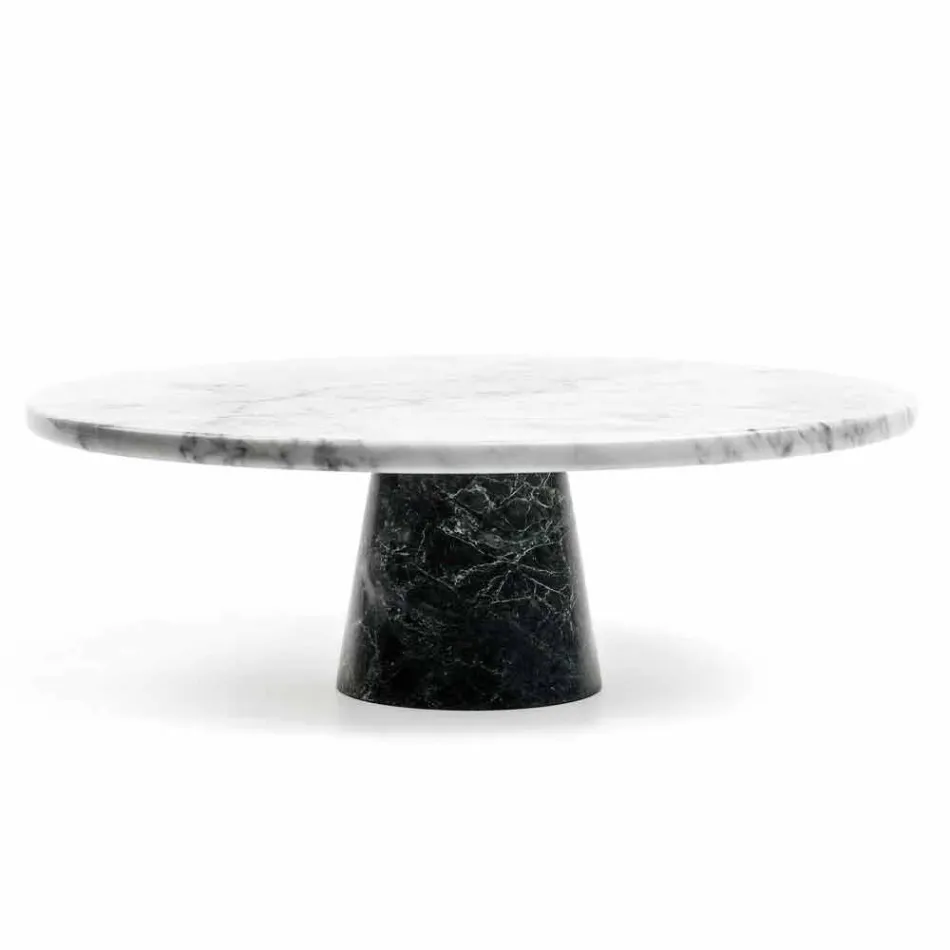 Modern Cake Stand in Carrara Marble and Marquinia Made in Italy - Spino Viadurini