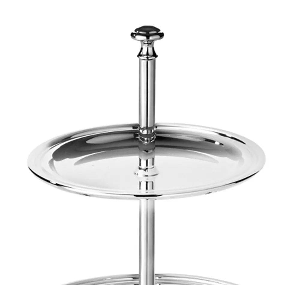 Stand for Sweets, Cakes, 2-Tier Buffet in Luxury Silver-Plated Metal - Gengo Viadurini