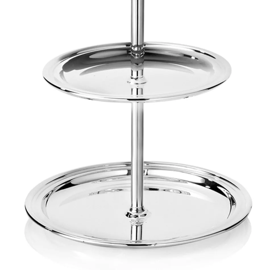 Stand for Sweets, Cakes, 2-Tier Buffet in Luxury Silver-Plated Metal - Gengo Viadurini