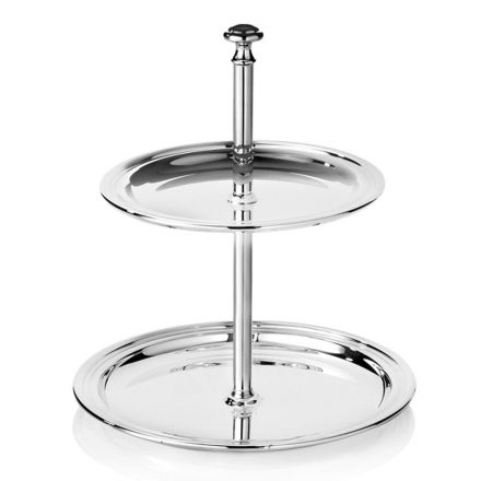 Stand for Sweets, Cakes, 2-Tier Buffet in Luxury Silver-Plated Metal - Gengo Viadurini