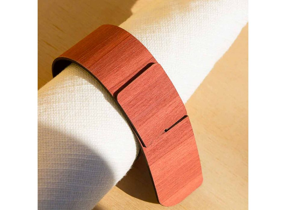 Ring Napkin Ring in Wood and Fabric Made in Italy - Abraham Viadurini