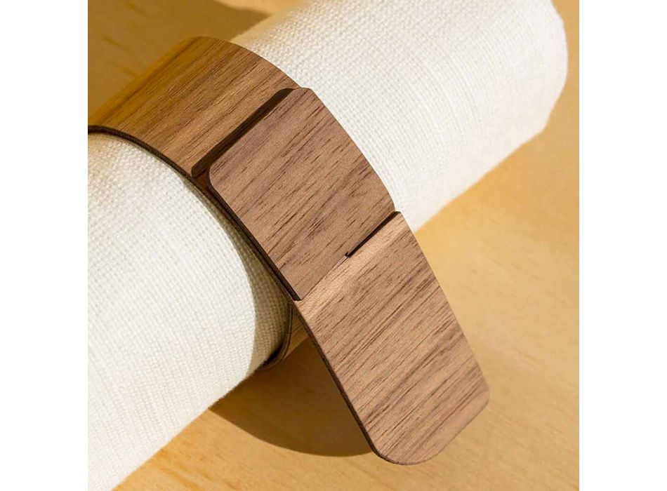 Ring Napkin Ring in Wood and Fabric Made in Italy - Abraham