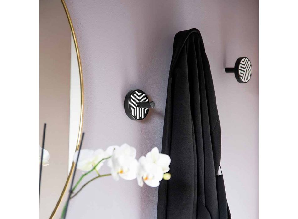 Wall Coat Rack in Black Ash Wood with Inlays 2 Pieces - Lemme Viadurini
