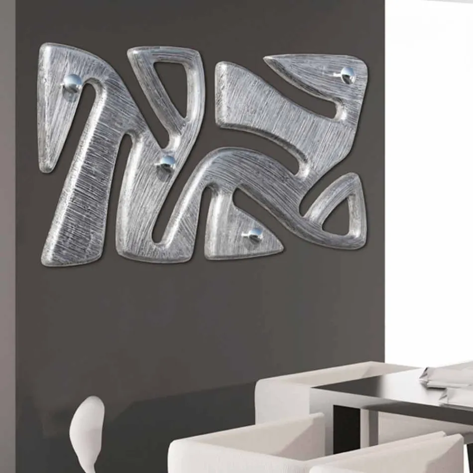 Wall hanger by hand decorated with silver leaf design Holt Viadurini