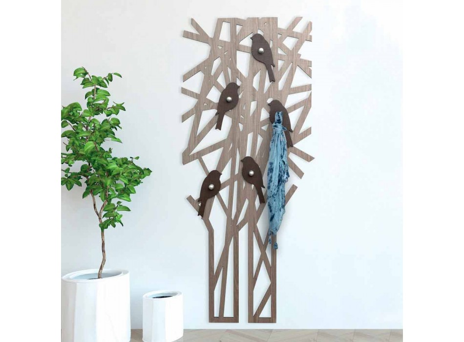 Modern Design Colored Wood Wall Coat Rack - Alberuccell Viadurini