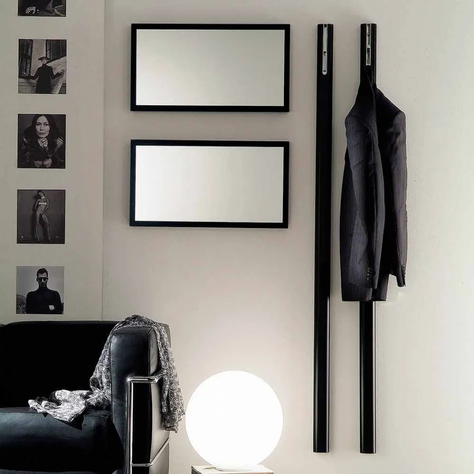 Wall Coat Hanger in Lacquered Mdf with Double Hook Made in Italy - Mercury Viadurini