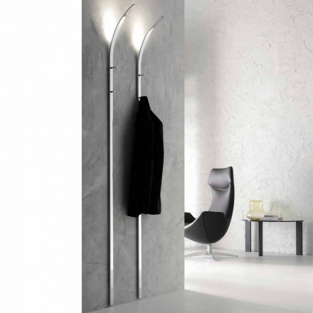 Metal Wall Coat Hanger with 2 Hooks and LED Light Made in Italy - Osmio Viadurini