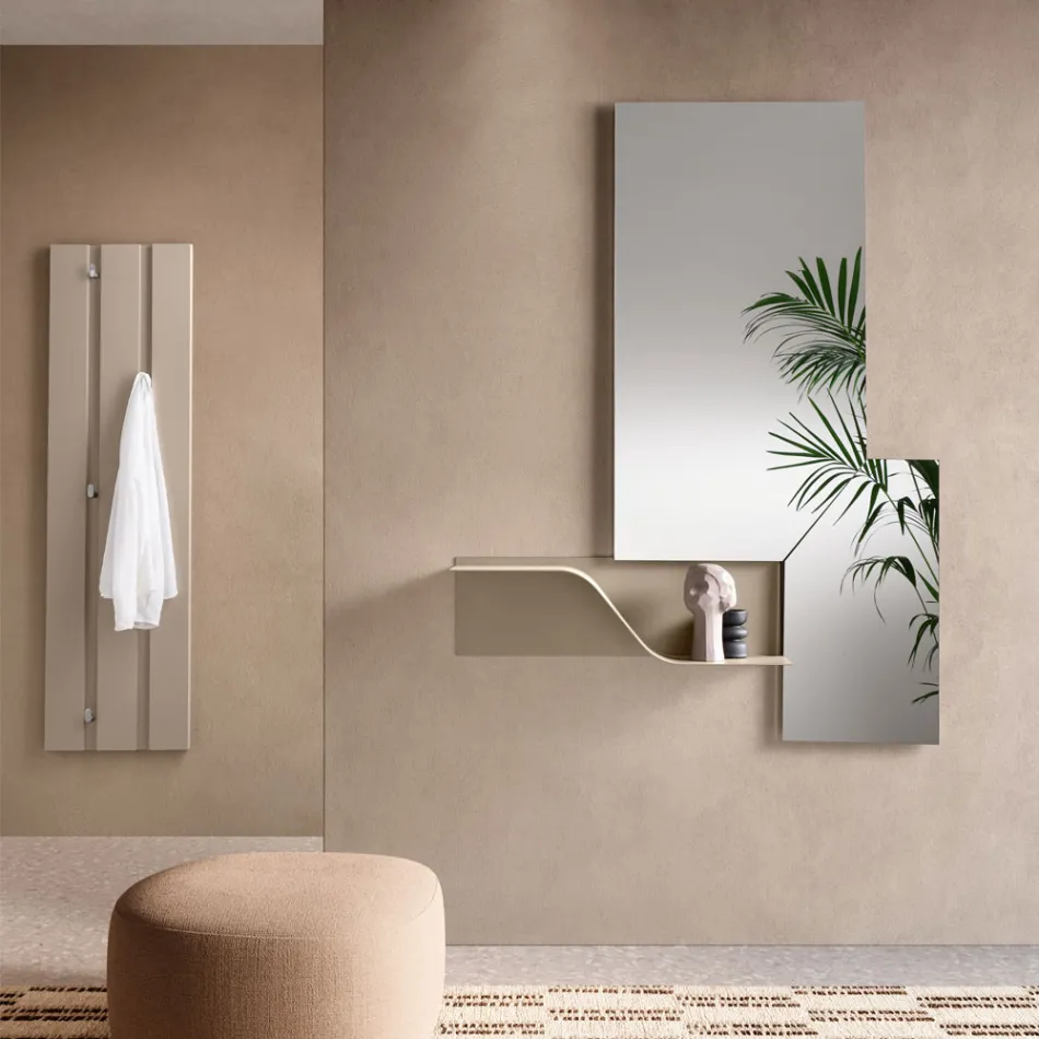 Wall-mounted coat rack in lacquered melamine with five metal hooks - Lunis Viadurini