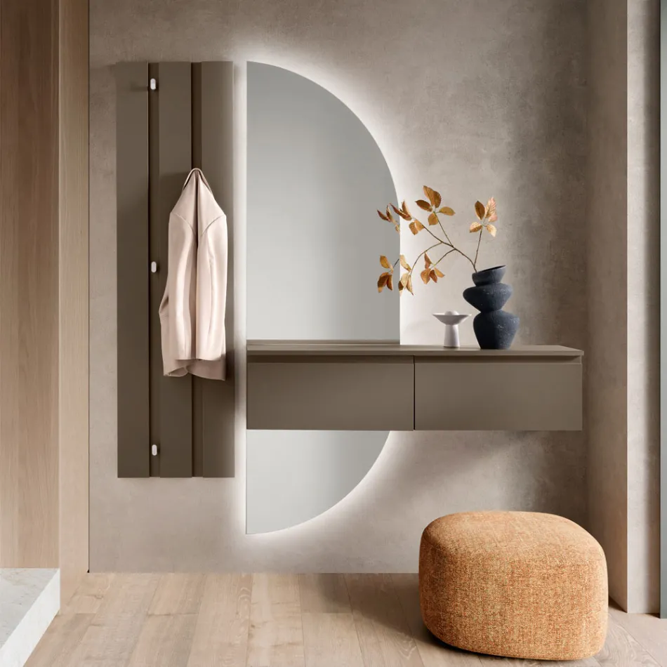 Wall-mounted coat rack in lacquered melamine with five metal hooks - Lunis Viadurini