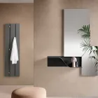 Wall-mounted coat rack in lacquered melamine with five metal hooks - Lunis Viadurini