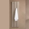 Wall-mounted coat rack in lacquered melamine with five metal hooks - Lunis