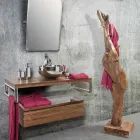 Coat Stand with Structure and Pegs in Solid Teak - Fir Viadurini