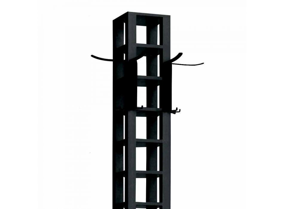Black Ash Floor Coat Stand with Chrome Details Made in Italy - Etna